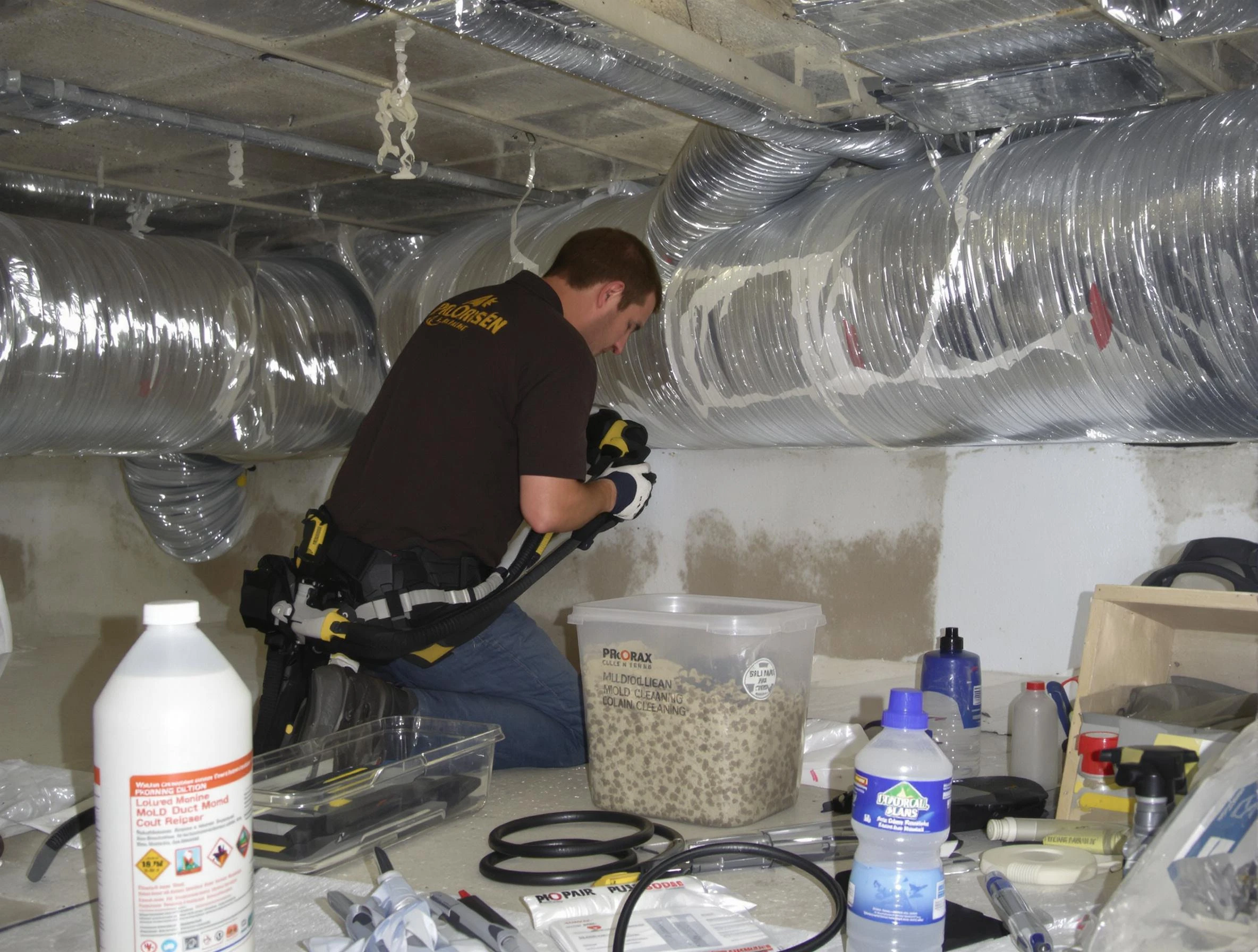 Lexington Air Duct Cleaning specialist performing professional mold removal from air ducts in Lexington
