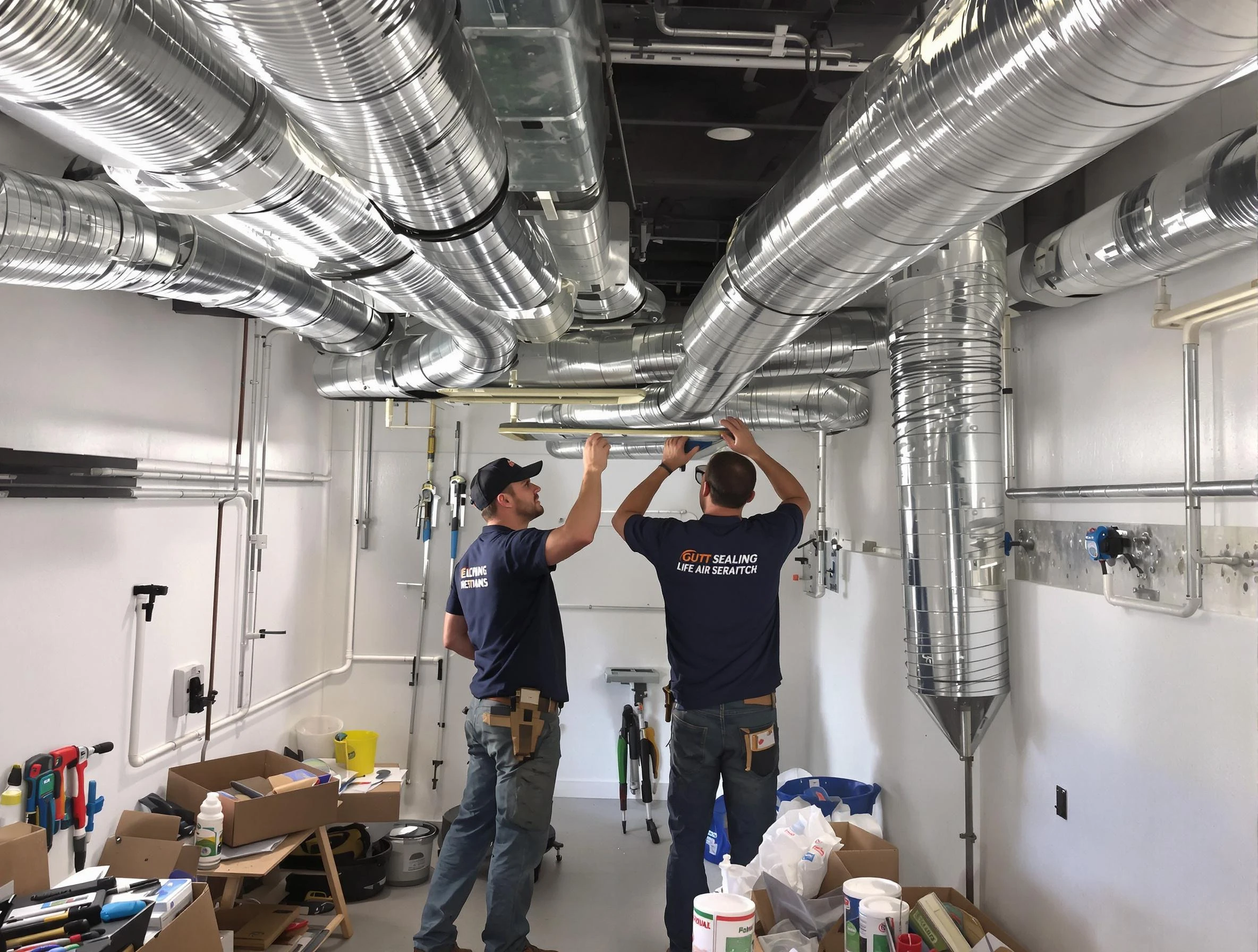 Lexington Air Duct Cleaning technician applying professional duct sealing solutions in Lexington