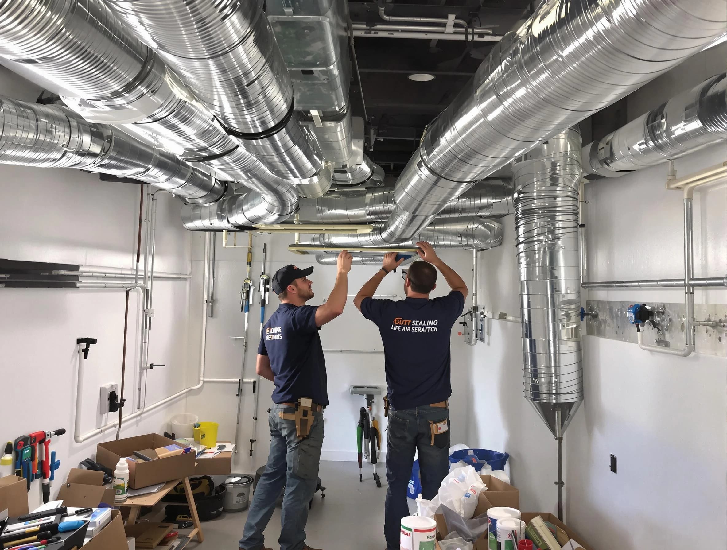 Lexington Air Duct Cleaning technician applying professional duct sealing solutions in Lexington